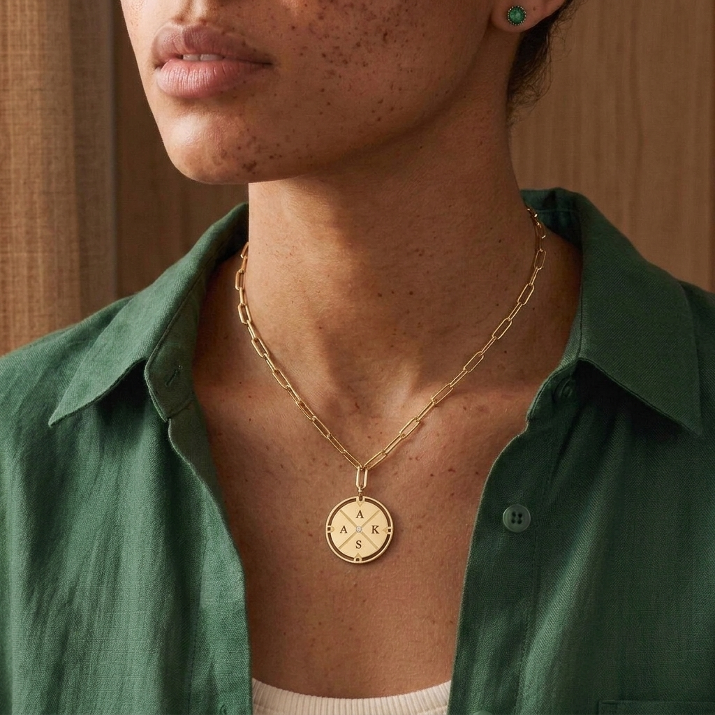 Personalized Compass Pendant Necklace
