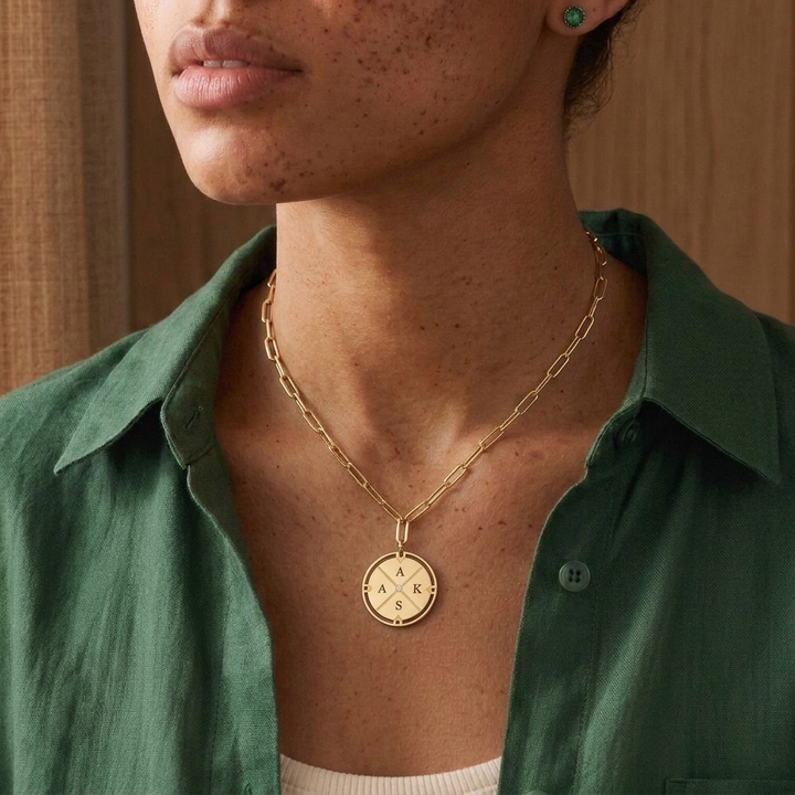 Personalized Compass Pendant Necklace