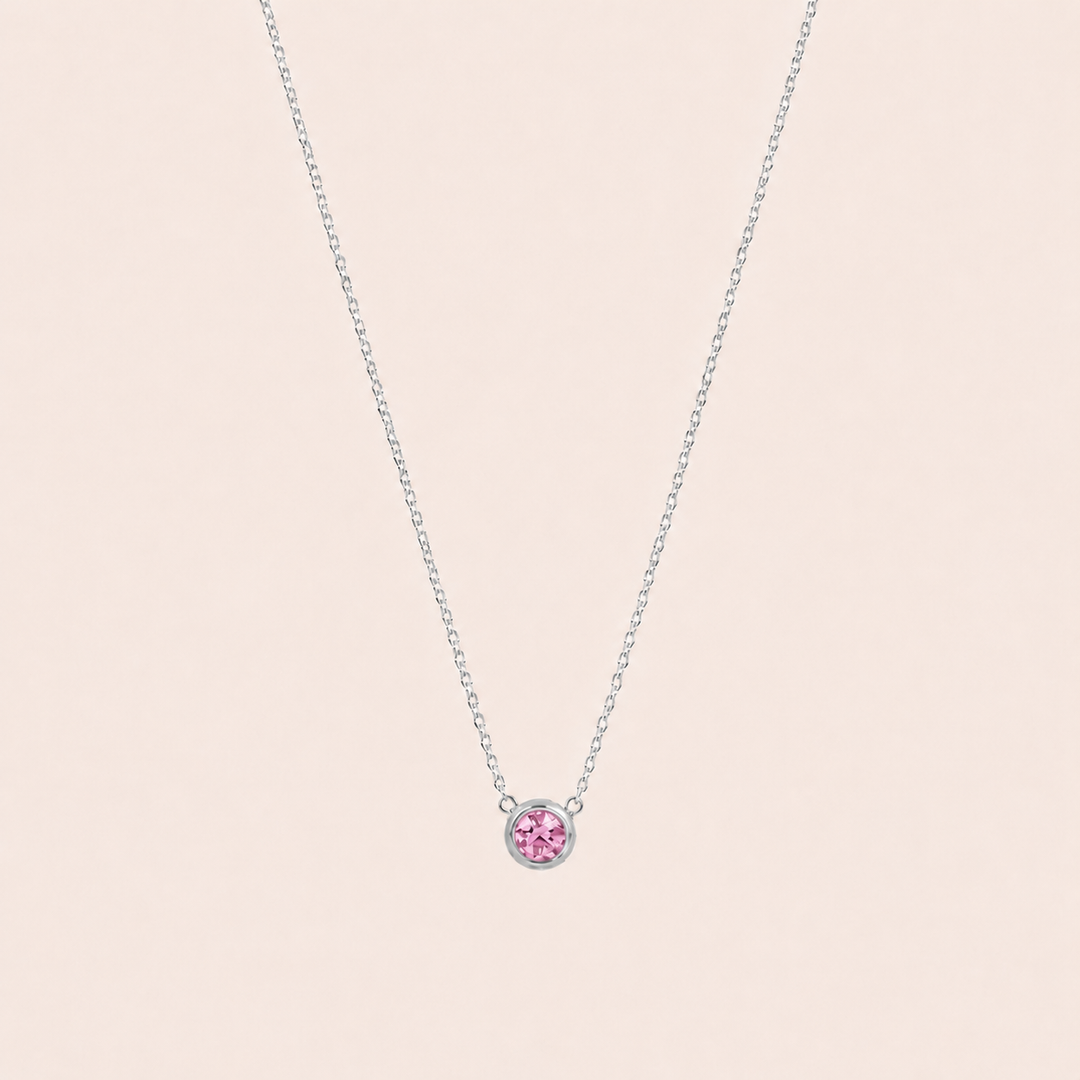 Birthstone Pendants Necklace Silver Jun
