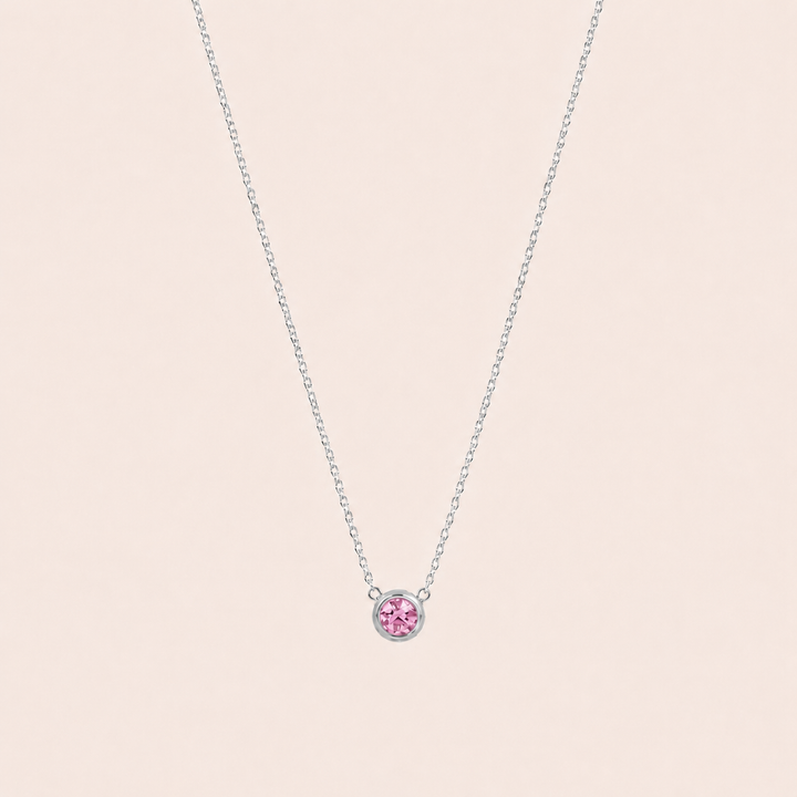 Birthstone Pendants Necklace Silver Jun