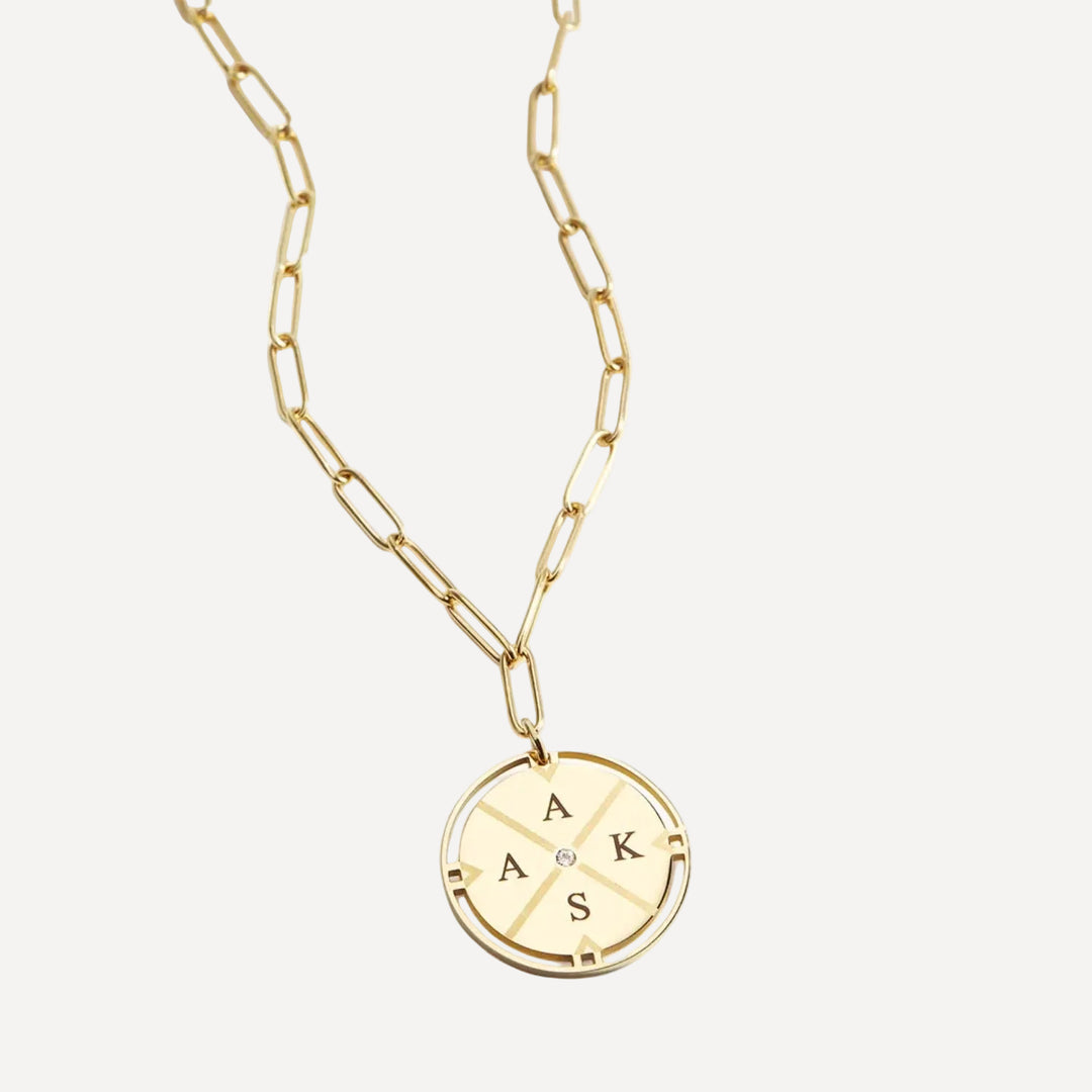 Personalized Compass Pendant Necklace