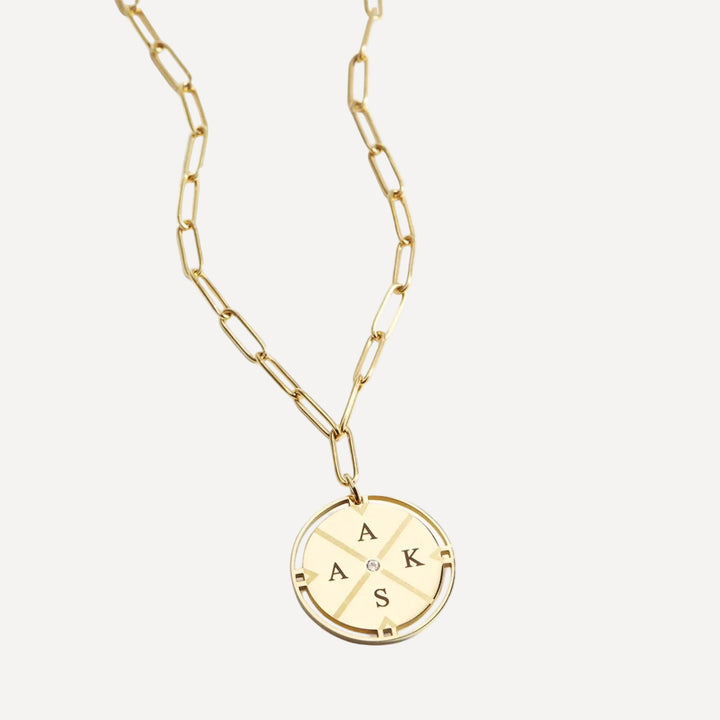 Personalized Compass Pendant Necklace