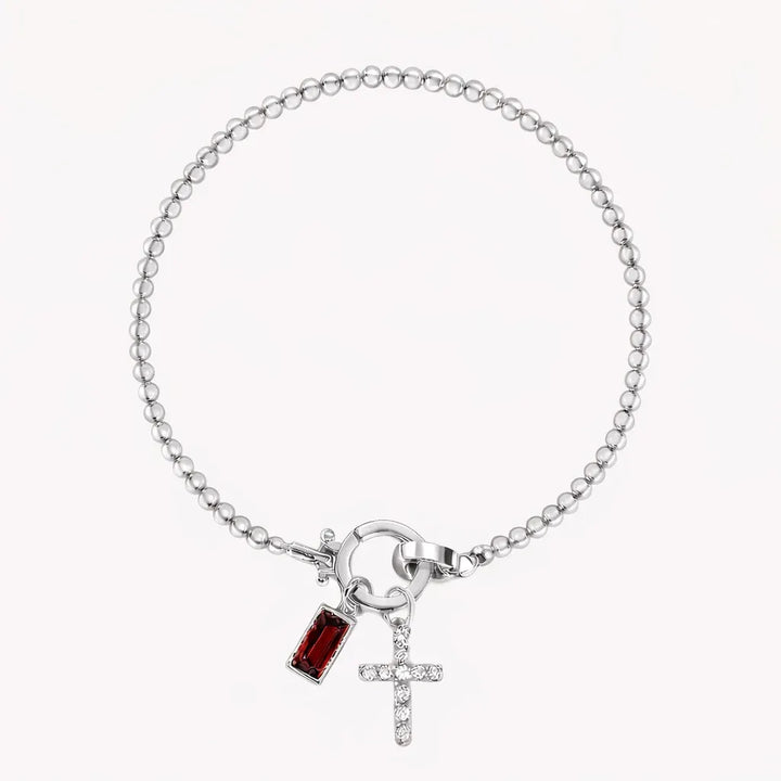 Icon Birthstone Cross Charm bracelet